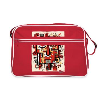 Art abstrait : Portrait de visage du cubisme moderne - Sac Retro - rouge/blanc - Devant