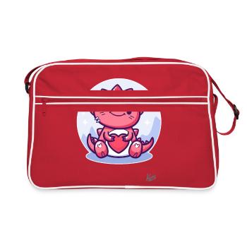 Mignon dragon dinosaure chanceux avec cœur pour l’amour - Sac Retro - rouge/blanc - Devant