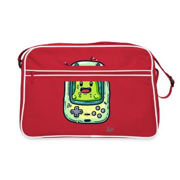 Gaming console and green blob player - Retro Bag - red/white - Front