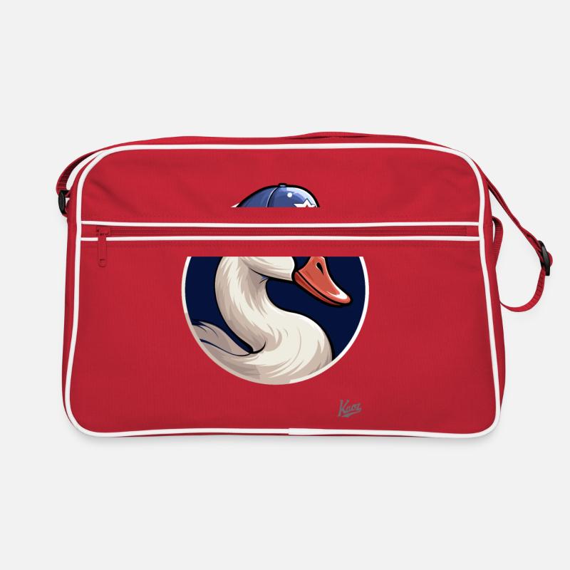 Sportlicher Sport Schwan mit Baseballkappe Retro Tasche