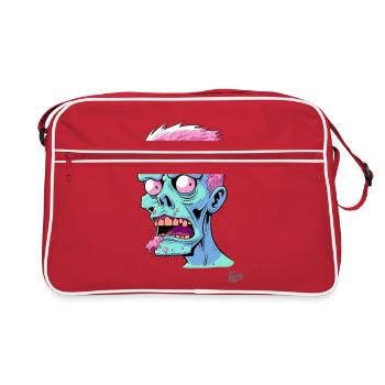 Crazy funny cartoon zombie guy - Sac Retro - rouge/blanc - Devant