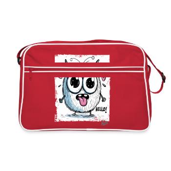 Mignon et drôle : un petit monstre dit Hall - Sac Retro - rouge/blanc - Devant