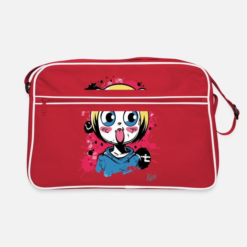 Farb-Explosion: Das freche Graffiti-Katzen-Mädchen Retro Tasche