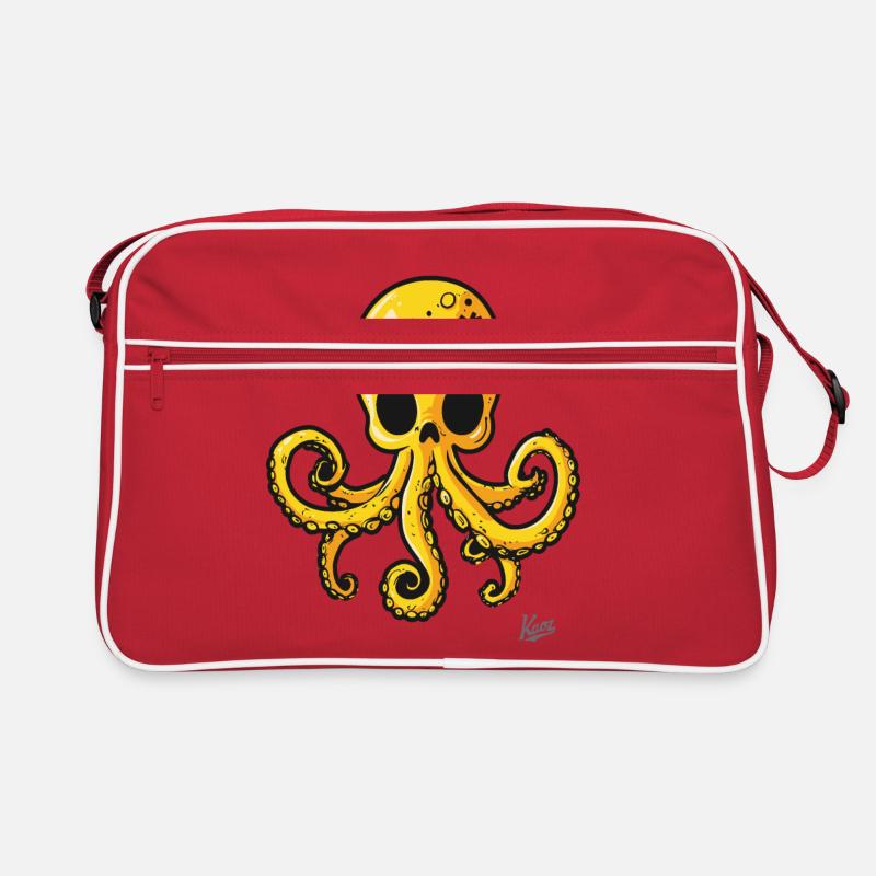 Dessin animé de pieuvre de crâne jaune Sac Retro