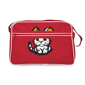 Cute Mouse Tiger Cat - Retro Bag - red/white - Front