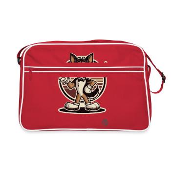 Retro Cartoon Hund – Lustiges Hunde-Design - Retro Tasche - Rot/Weiß - Vorne