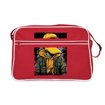 Streetwear hoodie censored duck - Retro Bag - red/white - Front