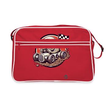 Retro Cartoon Car Racer Blind Mole - Retro Bag - red/white - Front