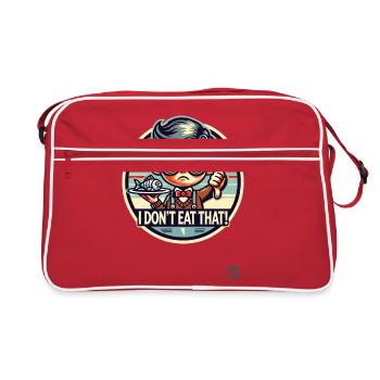 Garçon avec des lunettes et un plat à poisson : pouces vers le bas - Sac Retro - rouge/blanc - Devant