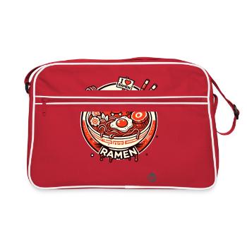 Japanischer Ramen Eier Speck und Schweinefleisch - Retro Tasche - Rot/Weiß - Vorne