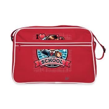 Pouce levé : J’adore l’école - Sac Retro - rouge/blanc - Devant