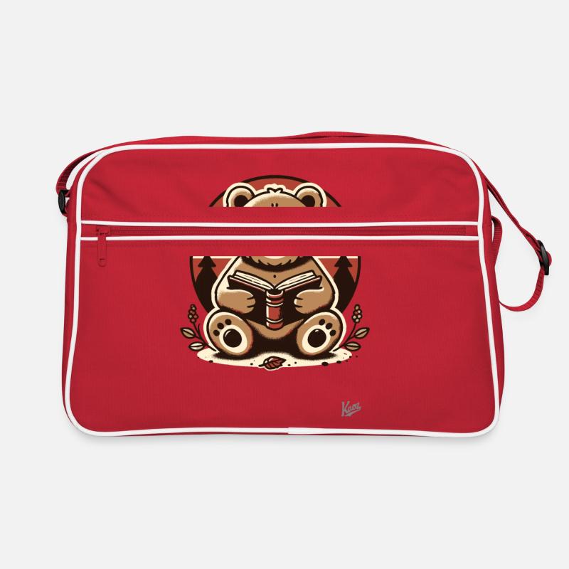 Schlauer Bär liest ein Buch Retro Tasche