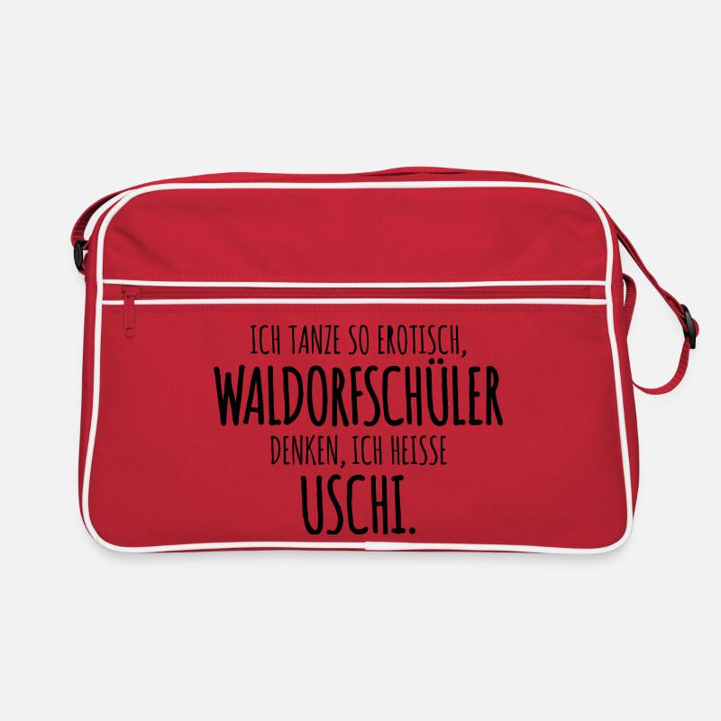 wortwitz waldorf humor - Retro Tasche - Rot/Weiß
