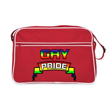 Rainbow GAY PRIDE stolzes Logo - Retro Tasche - Rot/Weiß - Vorne