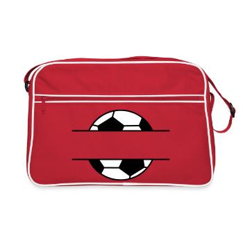Fußball Namensschild mit Wunschname - Retro Tasche - Rot/Weiß - Vorne