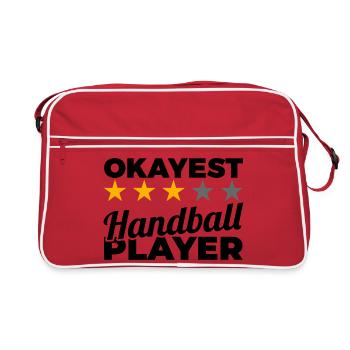 Lustiger Handballspieler - Retro Tasche - Rot/Weiß - Vorne