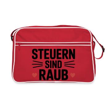 Taxes Are Robbery - Funny Tax Meme - Retro Bag - red/white - Front