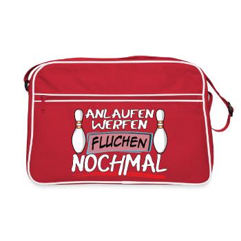 Run-up, throwing, cursing, bowling again - Retro Bag - red/white - Front