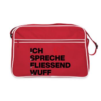 I SPEAK FLUENTLY WOOF, DOG POWER! DOGLOVER - Retro Bag - red/white - Front
