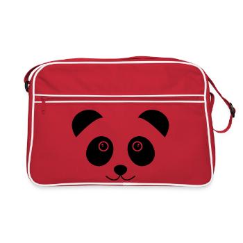 Panda-Gesicht - Retro Tasche - Rot/Weiß - Vorne
