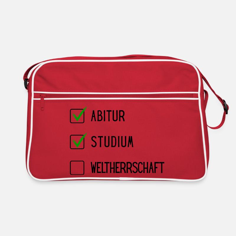 Studium Checkliste (ABI, Studium, Weltherschaft) Retro Tasche
