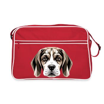 Beagle Welpe Beagles Süßer Hund English Beagle - Retro Tasche - Rot/Weiß - Vorne