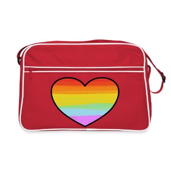 Rainbow Pride Heart - Retro Bag - red/white - Front