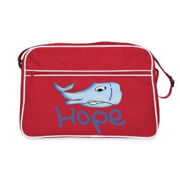Hope der kranke Wal  Buckelwal als cartoon - Retro Tasche - Rot/Weiß - Vorne