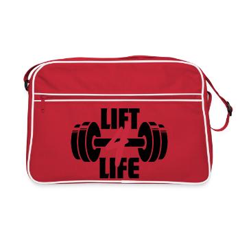 Lift 4 Life Barbell Weightlifting Gym Workout - Retro Bag - red/white - Front