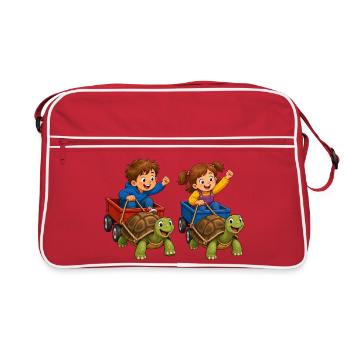 Kids turtle race in handcart fun - Retro Bag - red/white - Front