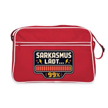 Sarkasmus lädt 99% – Lustiger Spruch - Retro Tasche - Rot/Weiß - Vorne