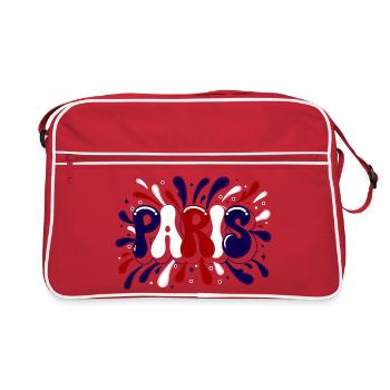 Paris Graffiti & Splash Blue White Red - Retro Tasche - Rot/Weiß - Vorne