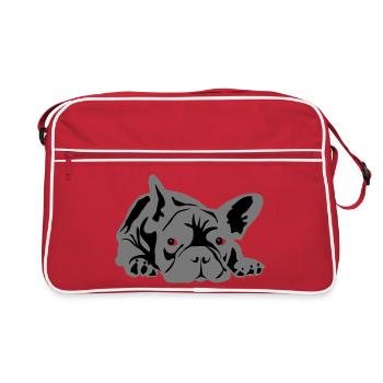 bouledogue français 2 couleurs - Sac Retro - rouge/blanc - Devant