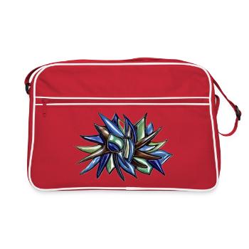 Fleur fragmentaire bleu-vert - Sac Retro - rouge/blanc - Devant
