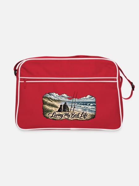 Living My Best Life am Strand - Retro Tasche - Rot/Weiß
