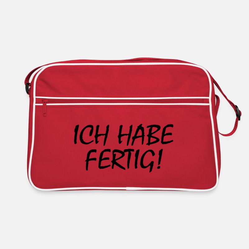 Ich habe fertig - Retro Tasche - Rot/Weiß