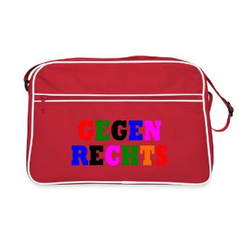 Gegen rechts - Retro Tasche - Rot/Weiß - Vorne
