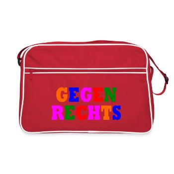 Gegen rechts - Retro Tasche - Rot/Weiß - Vorne