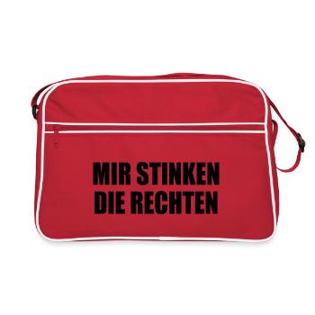mir stinken die rechten - Retro Tasche - Rot/Weiß - Vorne