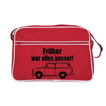  , Trabi , DDR Kult , früher besser (25) - Retro Tasche - Rot/Weiß - Vorne