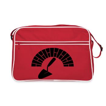 Mason masonry bricks with trowel logo - Retro Bag - red/white - Front