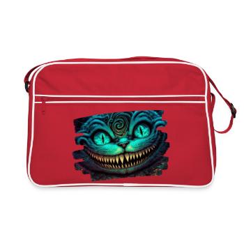 Grinsekatze Horror Pussycat - Retro Tasche - Rot/Weiß - Vorne