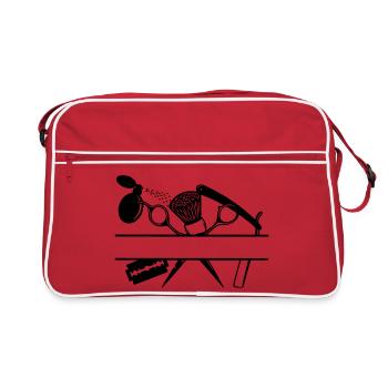 Hairdressers attributes text banner - Retro Bag - red/white - Front