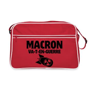 anti-guerre, Macron, stop War - Sac Retro - rouge/blanc - Devant
