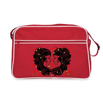 Sternzeichen Stern Logo Zwillinge - Retro Tasche - Rot/Weiß - Vorne
