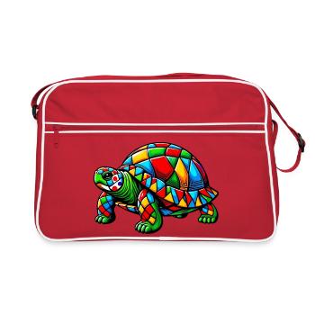 Harlequin Tortoise - Retro Bag - red/white - Front