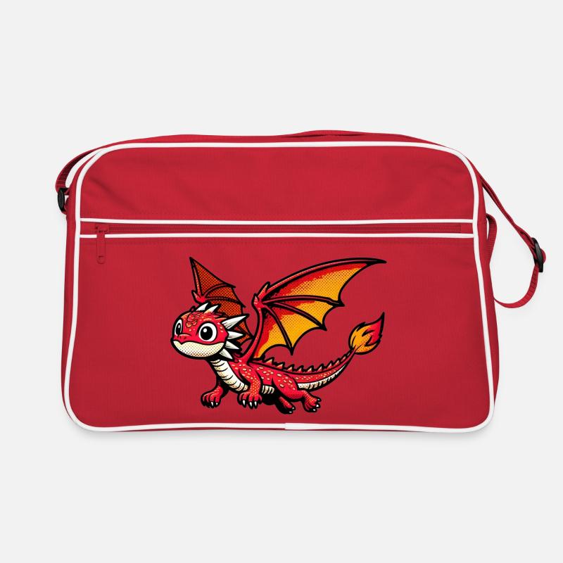 Drache - Retro Tasche - Rot/Weiß