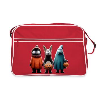 Gruseliges Süßes oder Saures – Halloween Wooligans - Retro Tasche - Rot/Weiß - Vorne