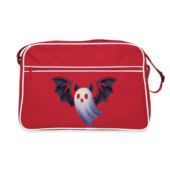Nachtgeist mit Fledermausflügeln - Retro Tasche - Rot/Weiß - Vorne