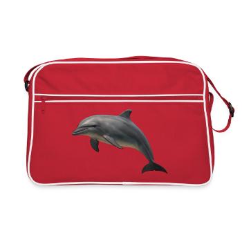 Dolphin in soft shades - Retro Bag - red/white - Front